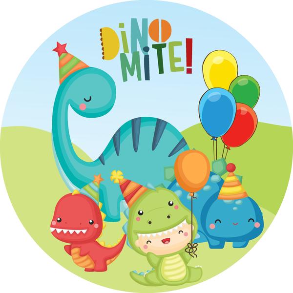 Imagem de Painel de Lona Redondo Dino Baby Cute Dinomite