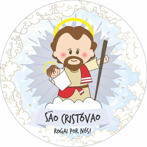 Imagem de Painel de Lona Redondo Santinhos Católicos São Cristóvão