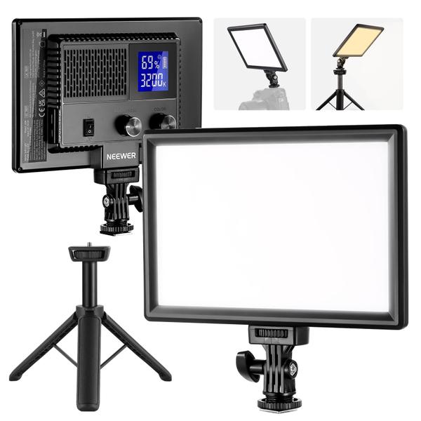 Painel de luz de vídeo LED Neewer NL-116AI com tripé e bateria Imagem de Painel de luz de vídeo LED Neewer NL-116AI com tripé e bateria