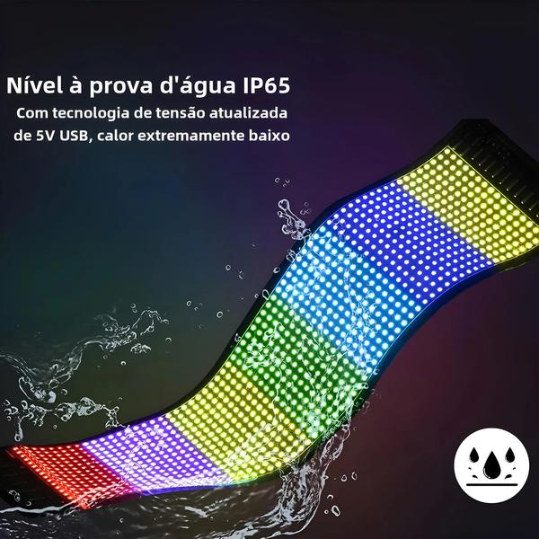 Imagem de Painel de Luz LED Pixel Matrix Bluetooth 5V - Programável, com Controle de Animação para Carro