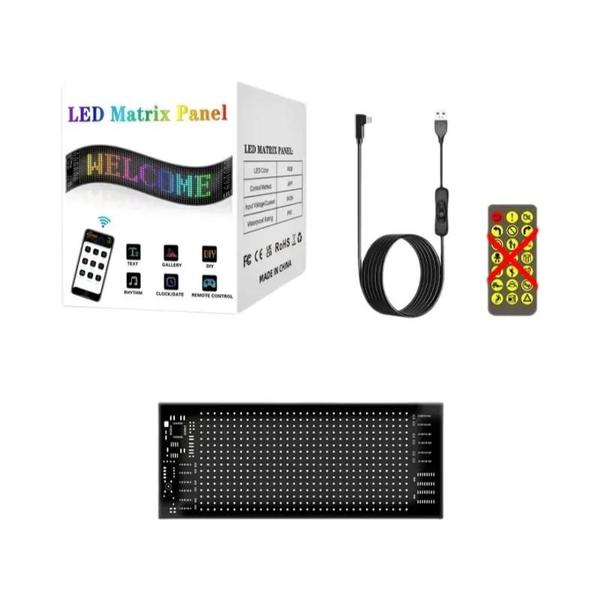 Imagem de Painel de Luz LED Pixel Matrix Bluetooth 5V - Programável, com Controle de Animação para Carro