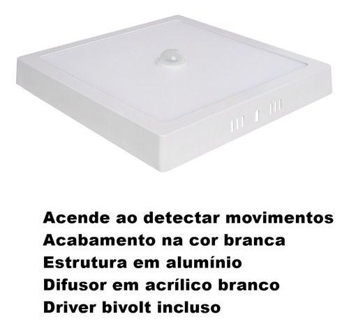 Imagem de Painel De Sobrepor 24W Plafon Motion Com Sensor Sobre Led Quadrado 6,5K - Lumi Lar