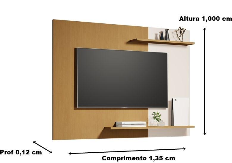 Imagem de Painel de TV até 55 Polegadas Eduarda com prateleiras Nature / Off white - MJM Casa dos Moveis