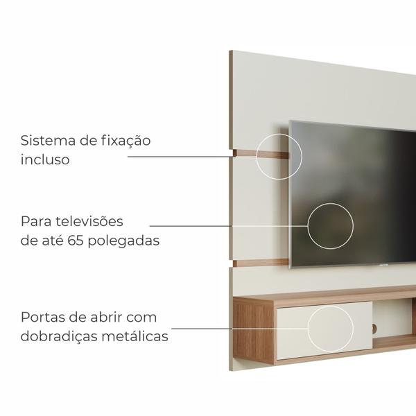 Imagem de Painel de TV Até 65 Pol. Luna Babus - Off White / Cinamomo