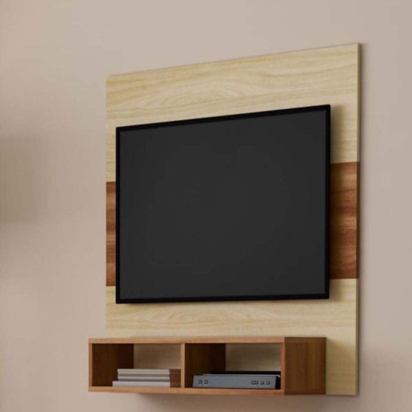 Imagem de Painel de TV com nichos 120cm Legno Creme/Nogal Manchester Unibelle Móveis