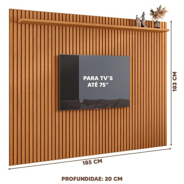 Imagem de Painel De TV Para Sala Ripado Até 75 Polegadas 1.8 Nature Júpiter Shop JM