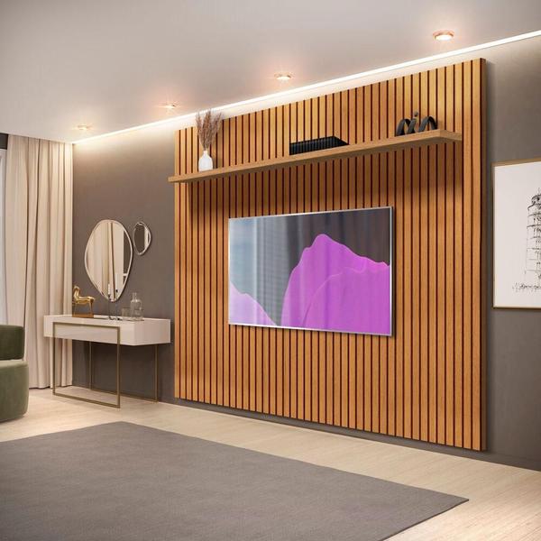 Imagem de Painel De TV Para Sala Ripado Até 75 Polegadas 2.2 Nature Valerius Shop JM