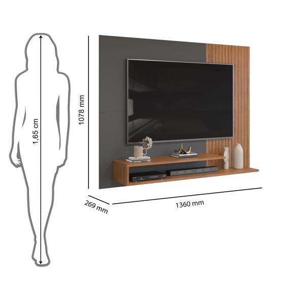 Imagem de Painel de Tv Rack Suspenso Até 50 Polegadas Nando Freijó - Cinza Urbano - DJ Móveis