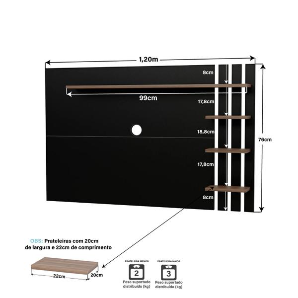 Painel de TV Ripado Até 32 Polegadas Com Prateleiras NetMobil Imagem de Painel de TV Ripado Até 32 Polegadas Com Prateleiras NetMobil