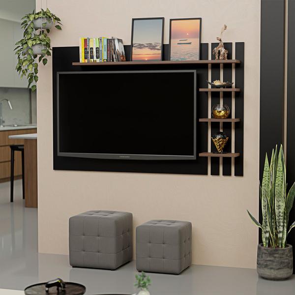 Painel de TV Ripado Até 32 Polegadas Com Prateleiras NetMobil Imagem de Painel de TV Ripado Até 32 Polegadas Com Prateleiras NetMobil