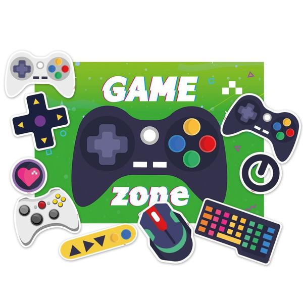 Painel Decoração Festa Games Jogos 64cm x 45cm - Regina Festa Imagem de Painel Decoração Festa Games Jogos 64cm x 45cm