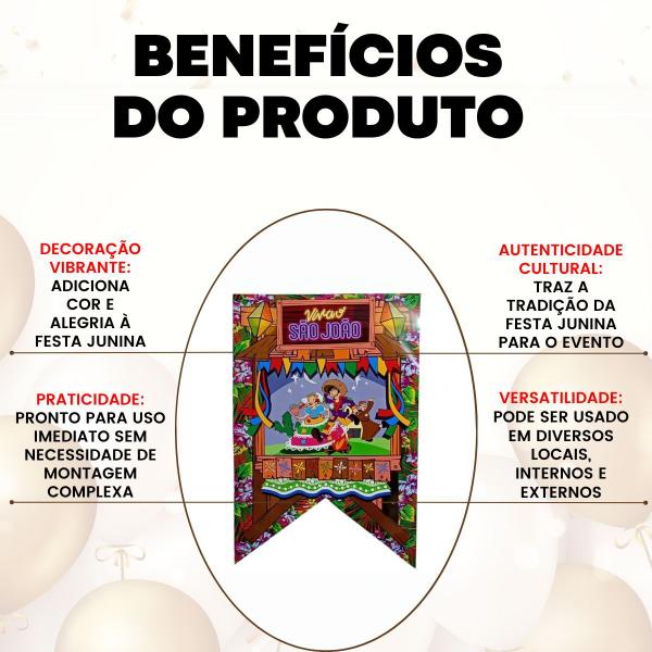 Imagem de Painel Decorativo Festa Junina Viva o São João 59cm x 40cm