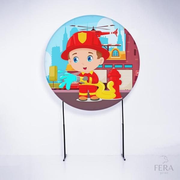 Imagem de Painel Decorativo para Festa 1,50x1,50 metros Vesti Fácil com Elástico Bombeiros - Fera Print