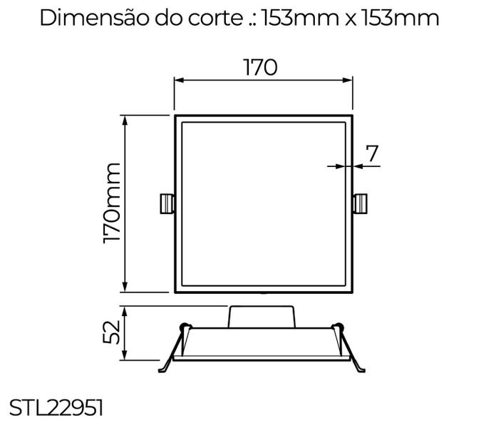 Imagem de Painel Edge LED 8W Embutir Quadrado 3000k Branco quente - Stella