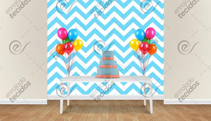 Imagem de Painel em Jacquard Estampado Chevron Azul Bebê