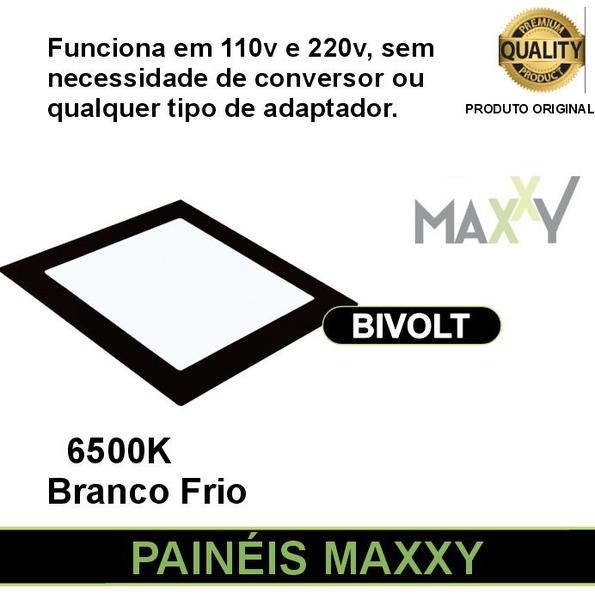 Imagem de Painel Embutir LED Quadrado Preto 24w Frio 6500k