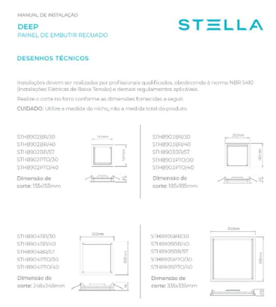 Imagem de Painel embutir slim led 12w 17x17cm - stella sth9952q