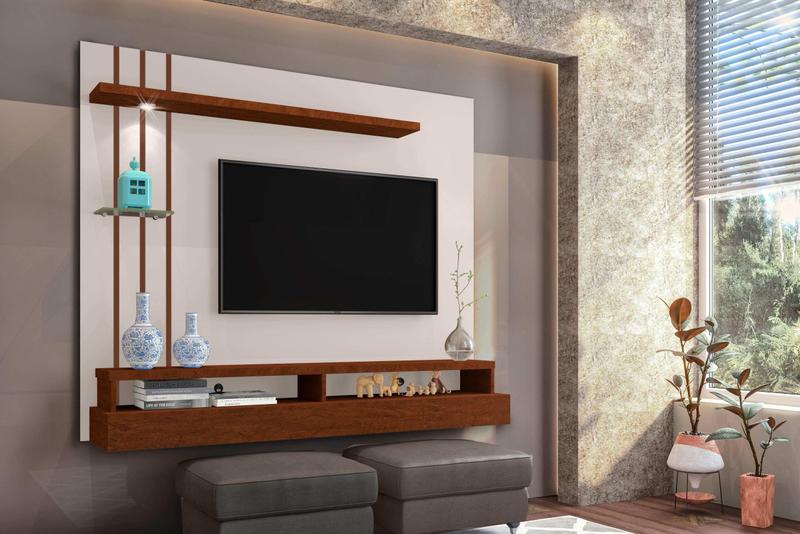 Imagem de Painel Eros para TV até 55" com Led - Off White/ Canela