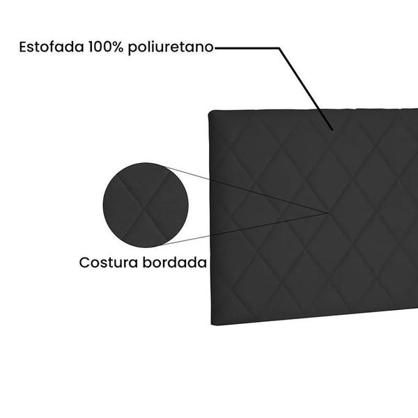 Imagem de Painel Esmeralda Suede Preto Queen 160cm - Spezzia