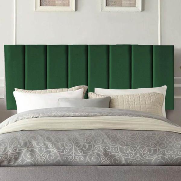 Imagem de Painel Estofada Carla 195CM King Suede Verde - D A DECOR