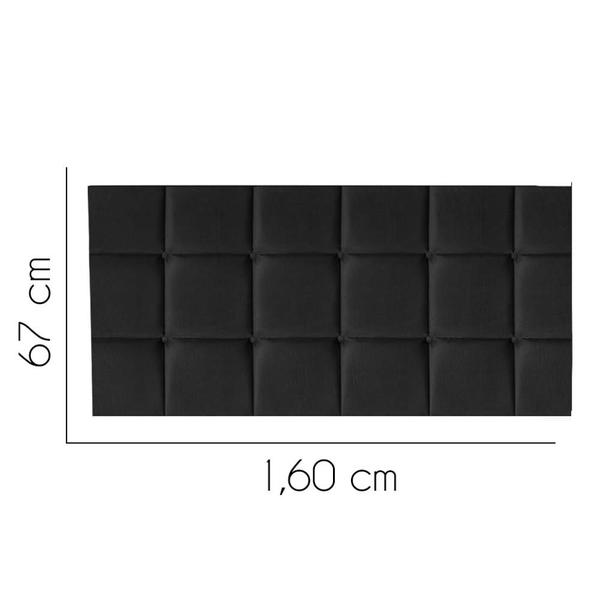 Imagem de Painel Estofada Damares 160 cm Queen Size Quarto para Cama Box material sintético Preto - Damaffê Móveis