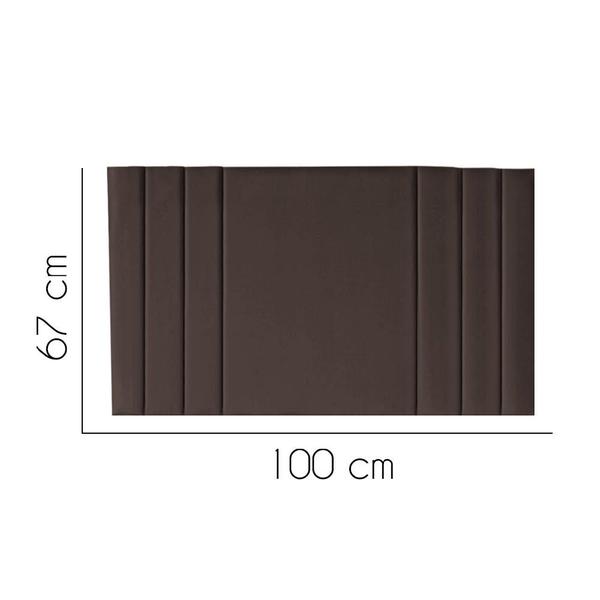 Imagem de Painel Estofada Grécia 100 cm Solteiro Quarto para Cama Box material sintético Marrom - Damaffê Móveis