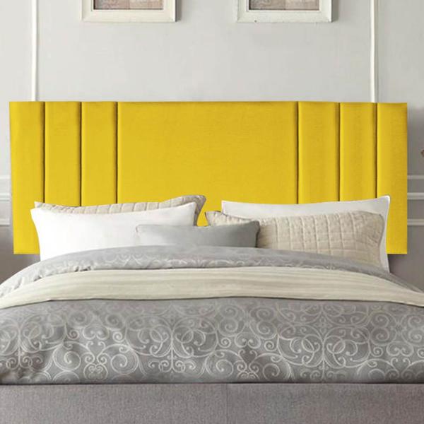 Imagem de Painel Estofada Grécia 140CM Casal material sintético Amarelo - D A DECOR