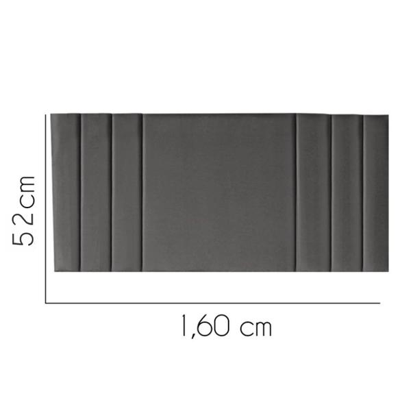 Imagem de Painel Estofada Grécia 160CM Queen material sintético Cinza - D A DECOR