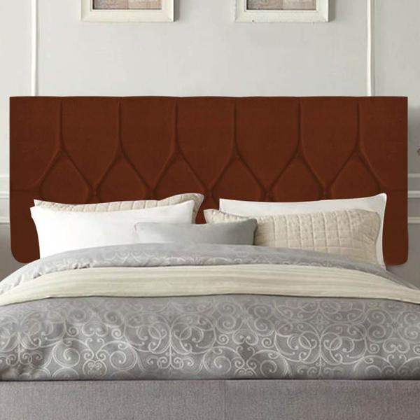 Imagem de Painel Estofada Istambul Botão Capitonê 90cm Solteiro Para Cama Box Quarto Suede Terracota Telha - Gat Magazine