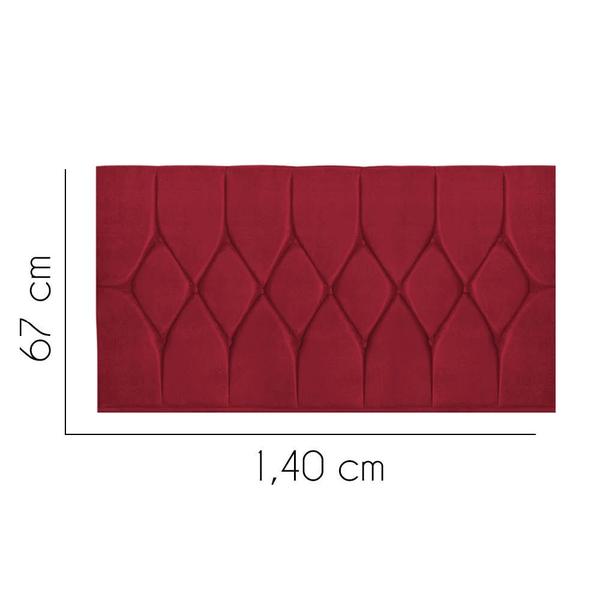 Imagem de Painel Estofada Istambul Capitonê 140 cm Casal Quarto para Cama Box Tecido Sintético Vermelho - KDAcanto Móveis