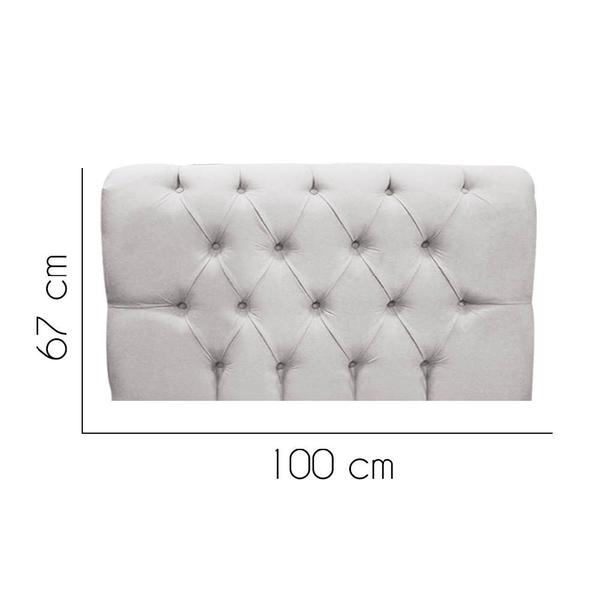 Imagem de Painel Estofada Lady Capitonê 100 cm Solteiro Quarto para Cama Box Suede Cinza Claro - Damaffê Móveis