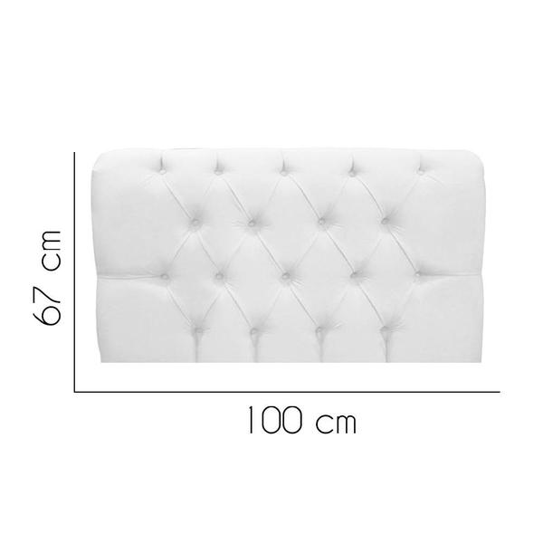 Imagem de Painel Estofada Paris Botão Capitonê 100cm Solteiro Para Cama Box Quarto Tecido Sintético Branco - Ahz Móveis