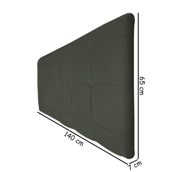 Imagem de Painel Estofado Thaina 140 cm Para Cama Box Quarto Casal MV Estofados Suede Cinza