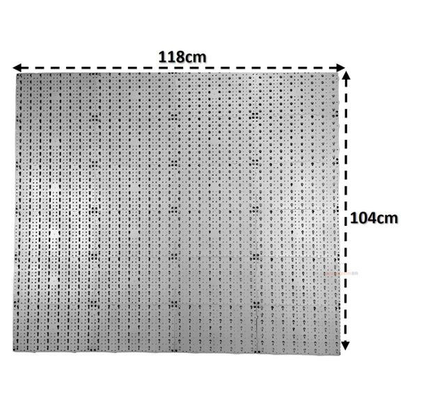 Imagem de Painel Expositor De Ferramentas Modular 118cm x 104cm Em Plástico Perfurado Com 96 Ganchos Parede Cinza - AMZ