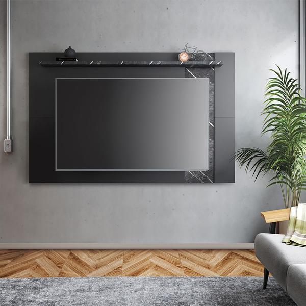 Imagem de Painel Extensível Brusque para TV 70 Polegadas com Prateleira Preto Fosco/ Grigio - Bela Móveis