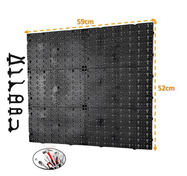 Imagem de Painel Ferramenta Modular 59X52Cm Plástico 24 Ganchos Preto