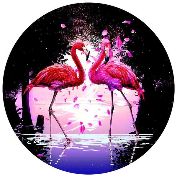 Imagem de Painel Festa Redondo 3d Flamingos Sublimação 1,50M - Fantasia Bras