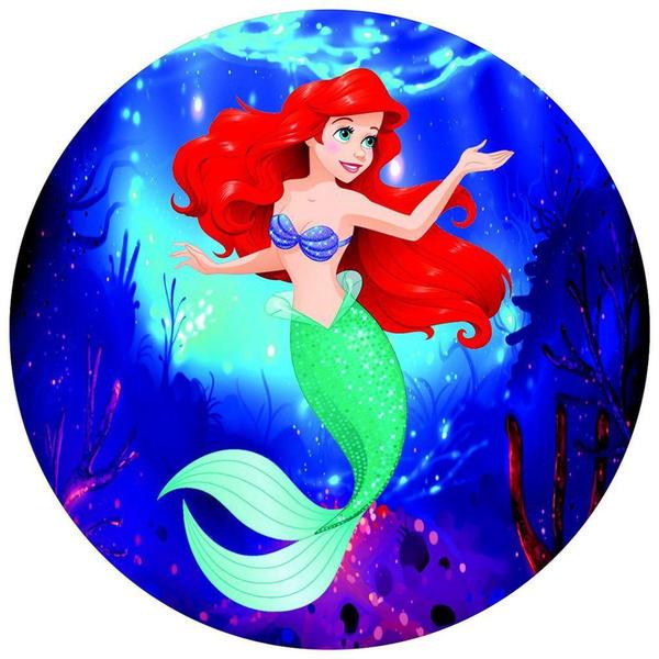 Painel Festa Redondo 3d Pequena Sereia Digital Sublimação 1,50M - Fantasia Bras Imagem de Painel Festa Redondo 3d Pequena Sereia Digital Sublimação 1,50M - Fantasia Bras