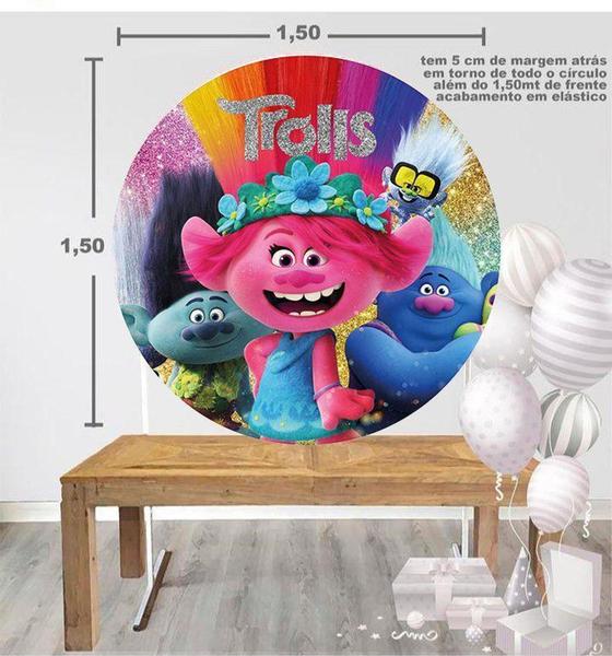 Imagem de Painel Festa Redondo 3d Trolls estampa Digital 1,50M - Fantasia Bras