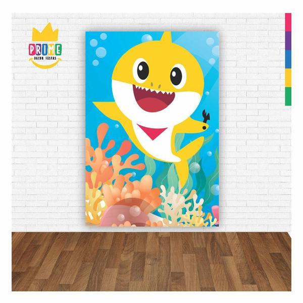 Imagem de Painel Festa Retangular 3D Baby Shark Casadinho 1,50M X 2,20