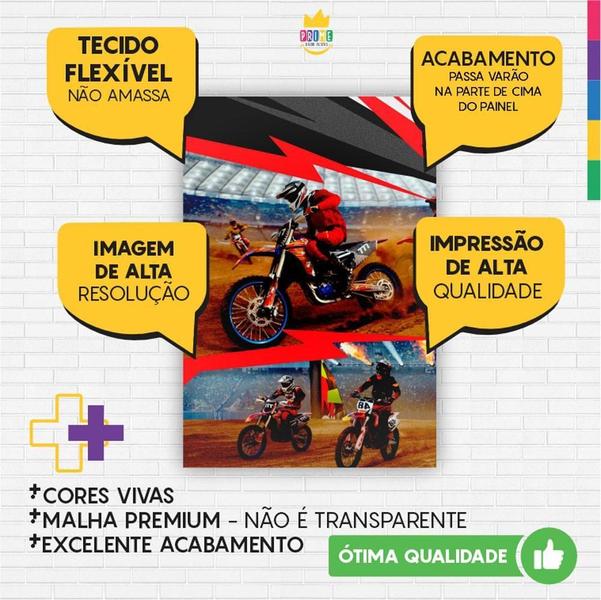 Imagem de Painel Festa Retangular 3D Motocross Casadinho 1,50M X 2,20