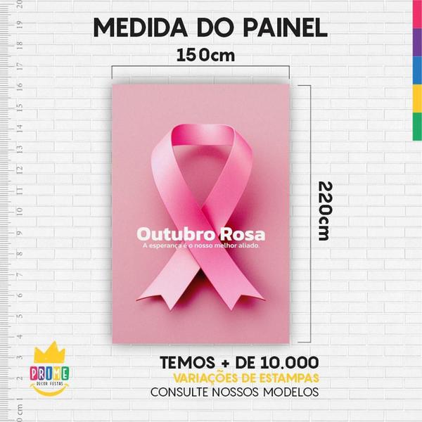 Imagem de Painel Festa Retangular 3D Outubro Rosa Casadinho 1,50M X