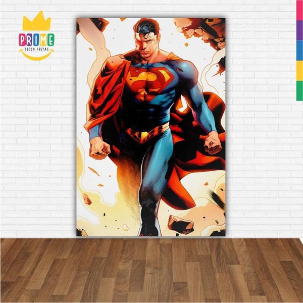 Imagem de Painel Festa Retangular 3D Super Homem Casadinho 1,50M X