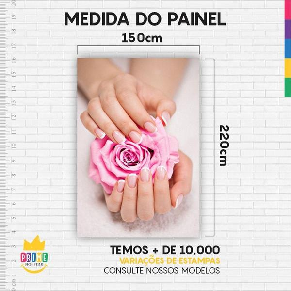 Imagem de Painel Festa Retangular 3D Unhas Manicure Casadinho 1,50M X