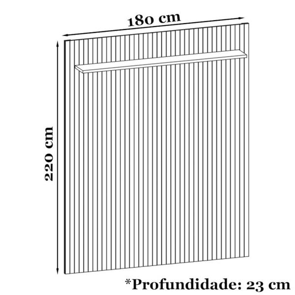 Imagem de Painel Frisado 220x180 Cm E Rack 4 Portas 190 Cm Branco Cedro DCASA