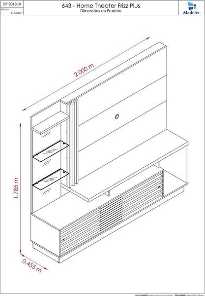 Imagem de Painel Frizz Plus para TV de até 60 polegadas - FENDI / NATURAL - Madetec