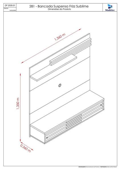 Imagem de Painel Frizz Sublime  para TV de até 55 polegadas - Cinamomo / Off White - Madetec