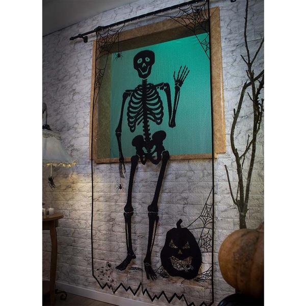 Imagem de Painel Halloween Ossos Preto 97x213cm