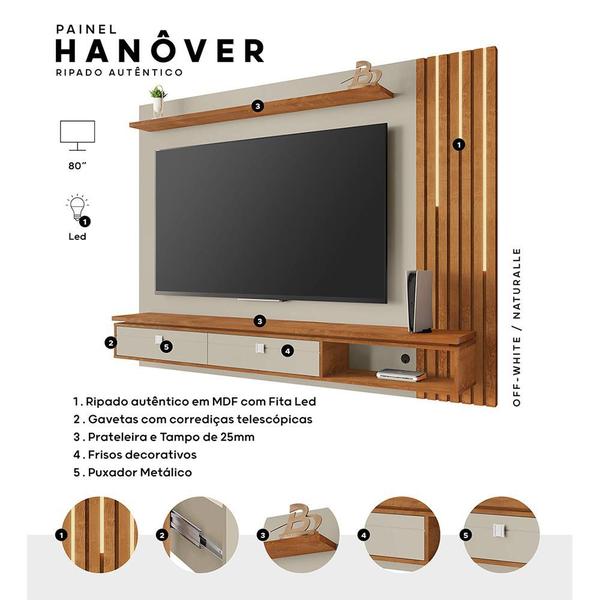 Imagem de Painel Hanover Para TV até 75" Polegadas com Fita de Led