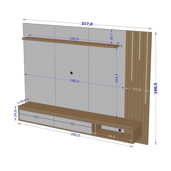 Painel Hanover Para TV até 75" Polegadas com Fita de Led - Móveis Bechara Imagem de Painel Hanover Para TV até 75" Polegadas com Fita de Led